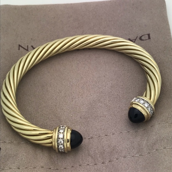 SOLD.  David Yurman 14k Diamond Onxy Bracelet - Picture 4 of 8
